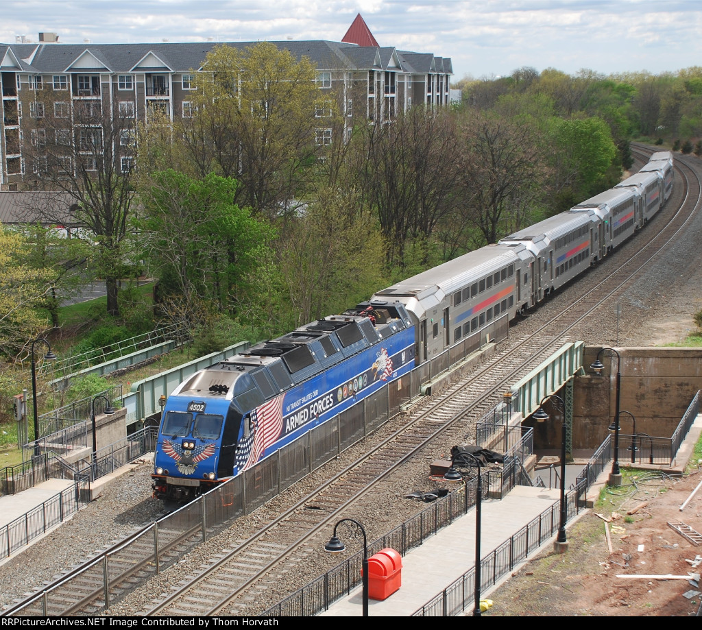 Westbound NJT Train 5121 is seen from the new parking deck